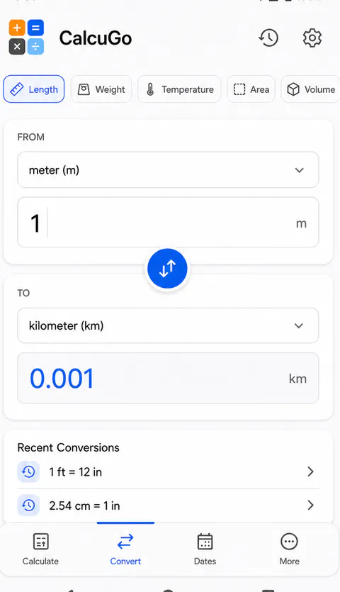 CalcuGo: Switch units without leaving the app
