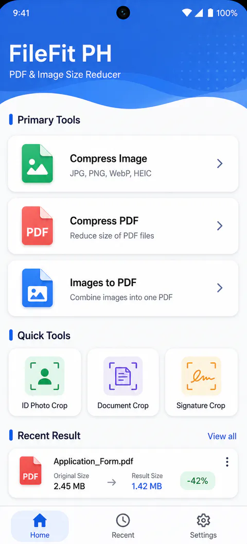 FileFit PH Android interface