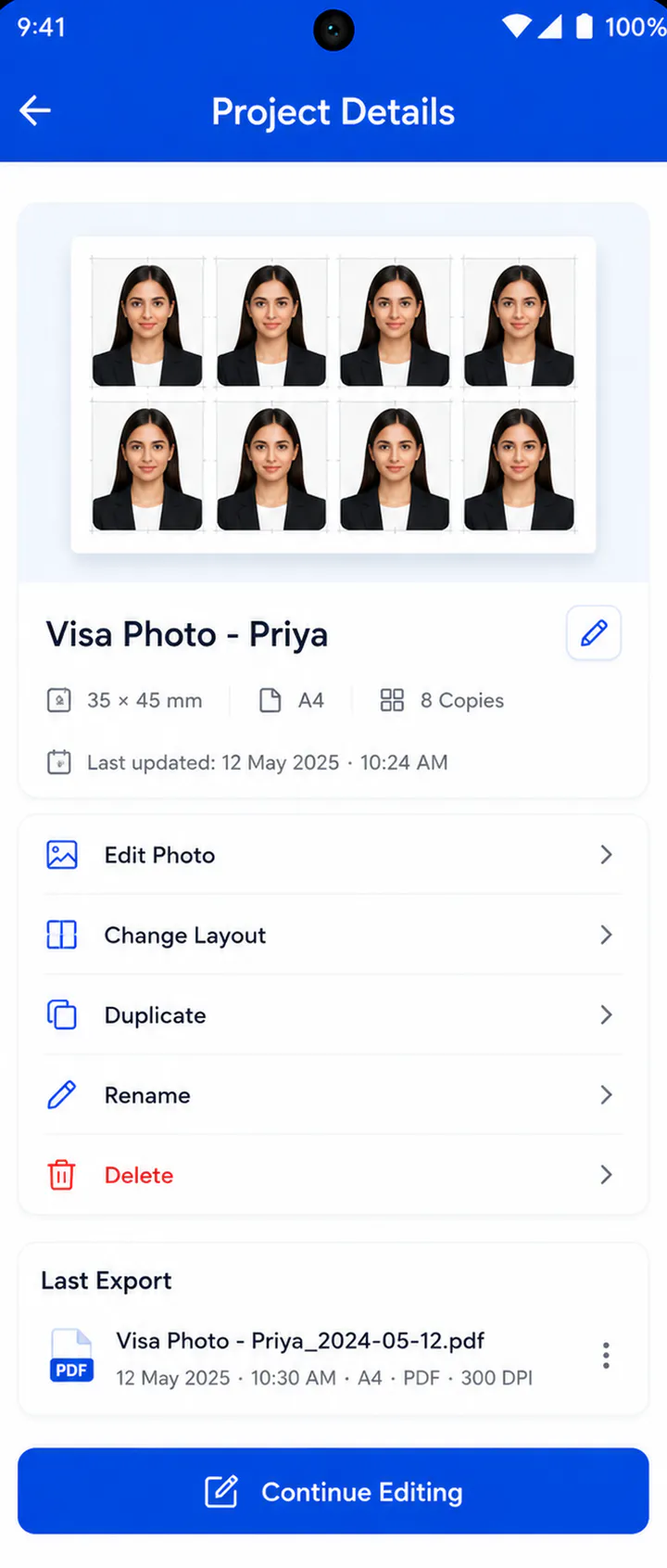 IDGrid Android interface