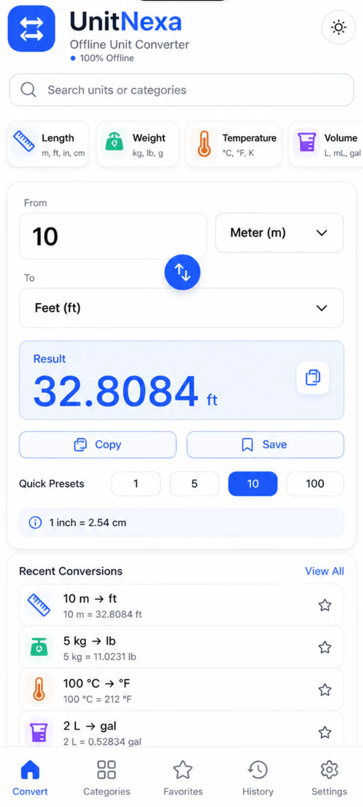 UnitNexa: Switch units in a few taps