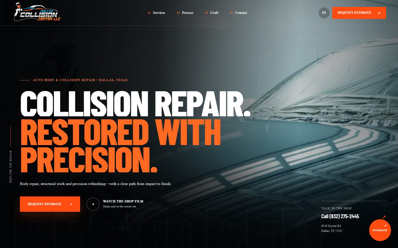 Dallas Collision Center website preview