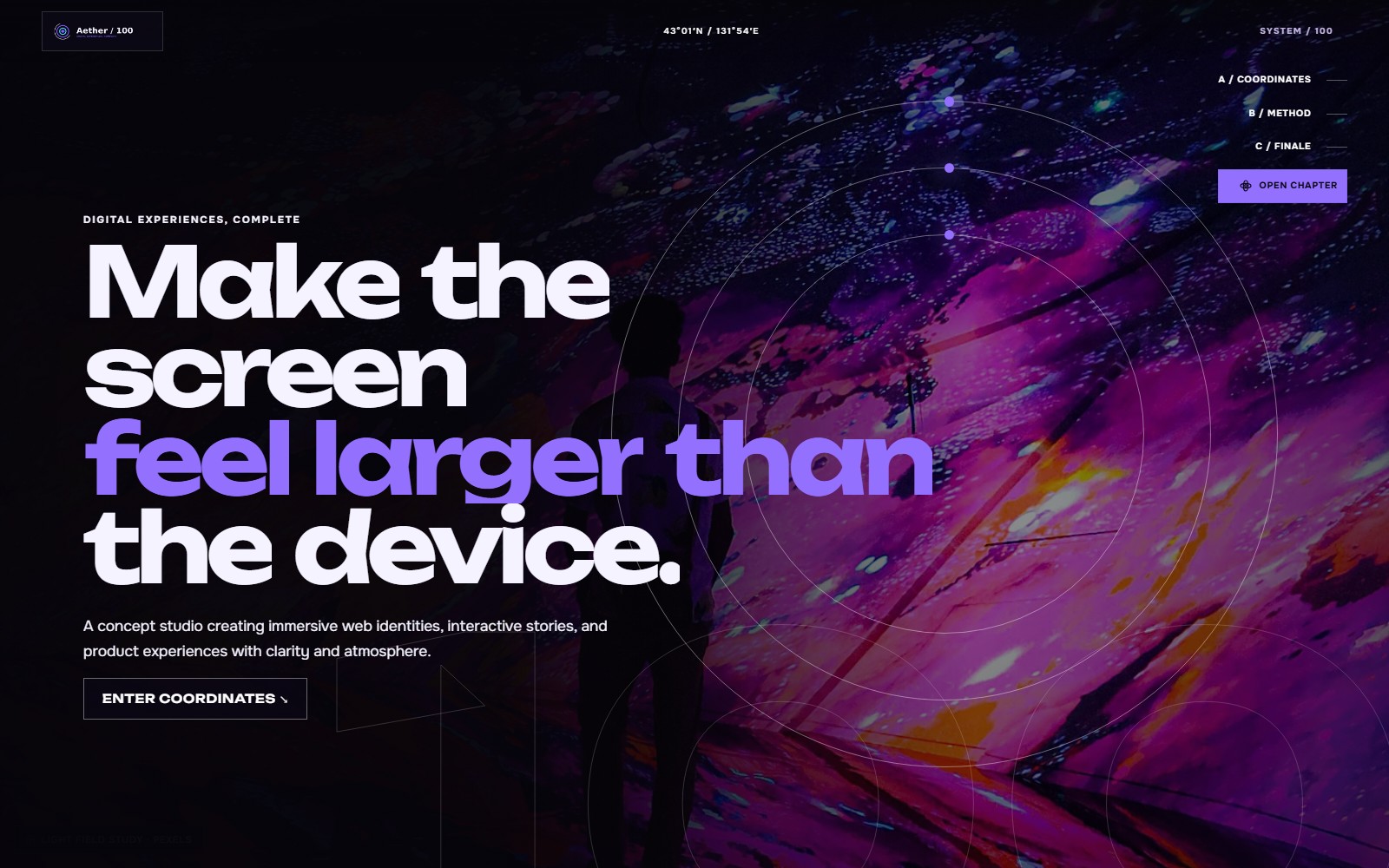 Aether / 100 website preview