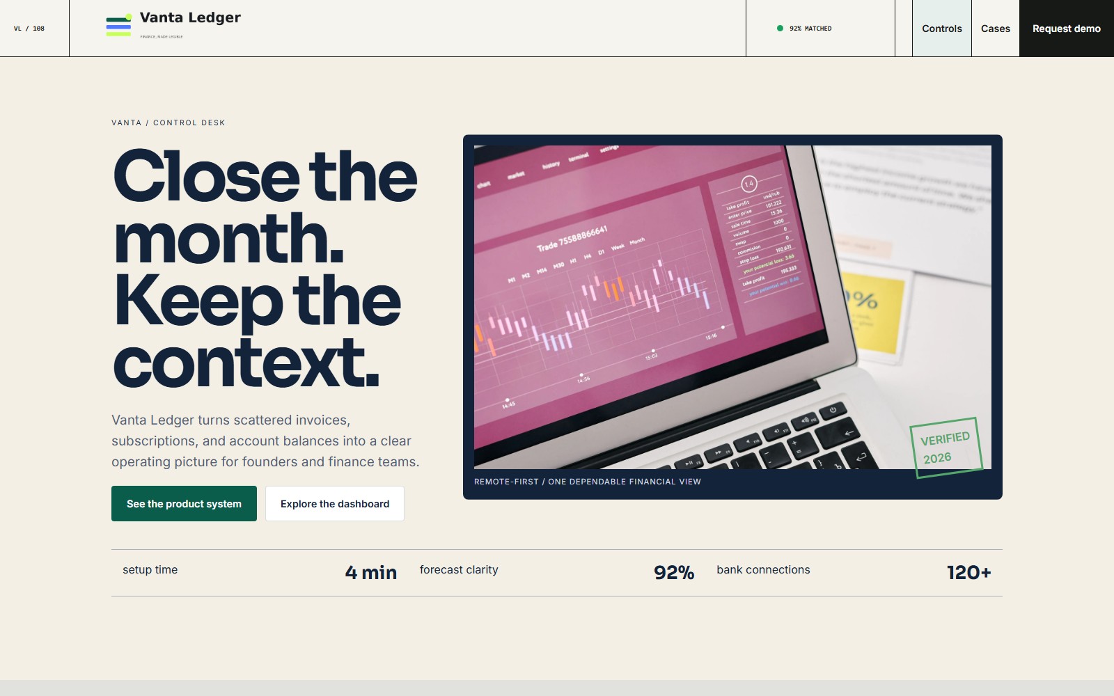 Vanta Ledger website preview