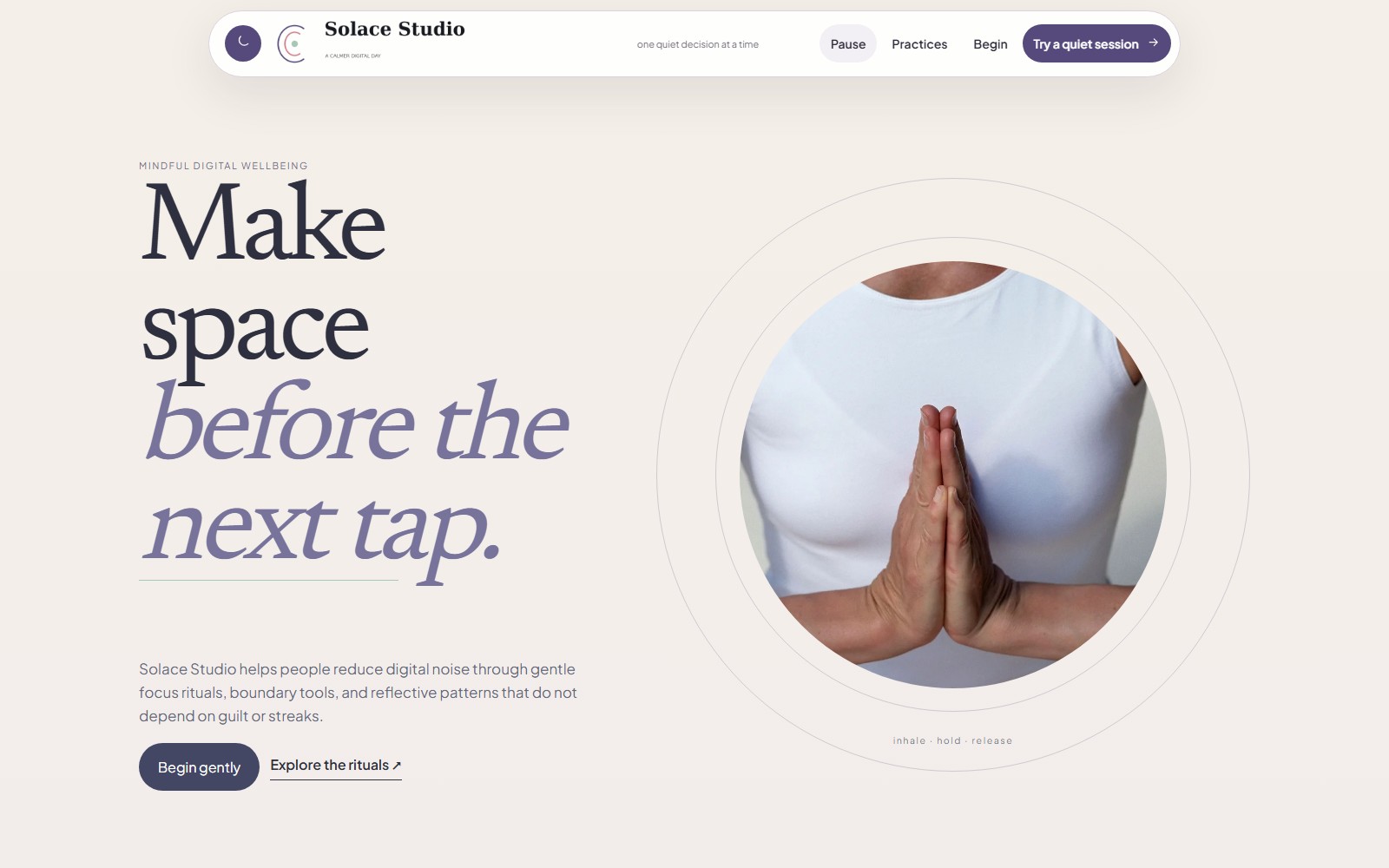 Solace Studio website preview
