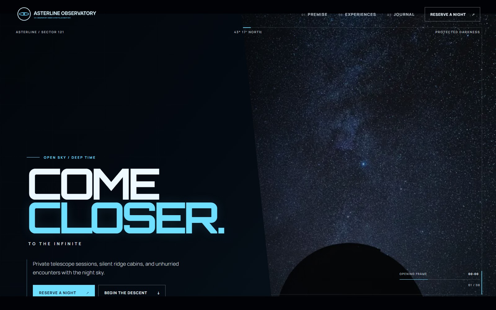Asterline Observatory website preview