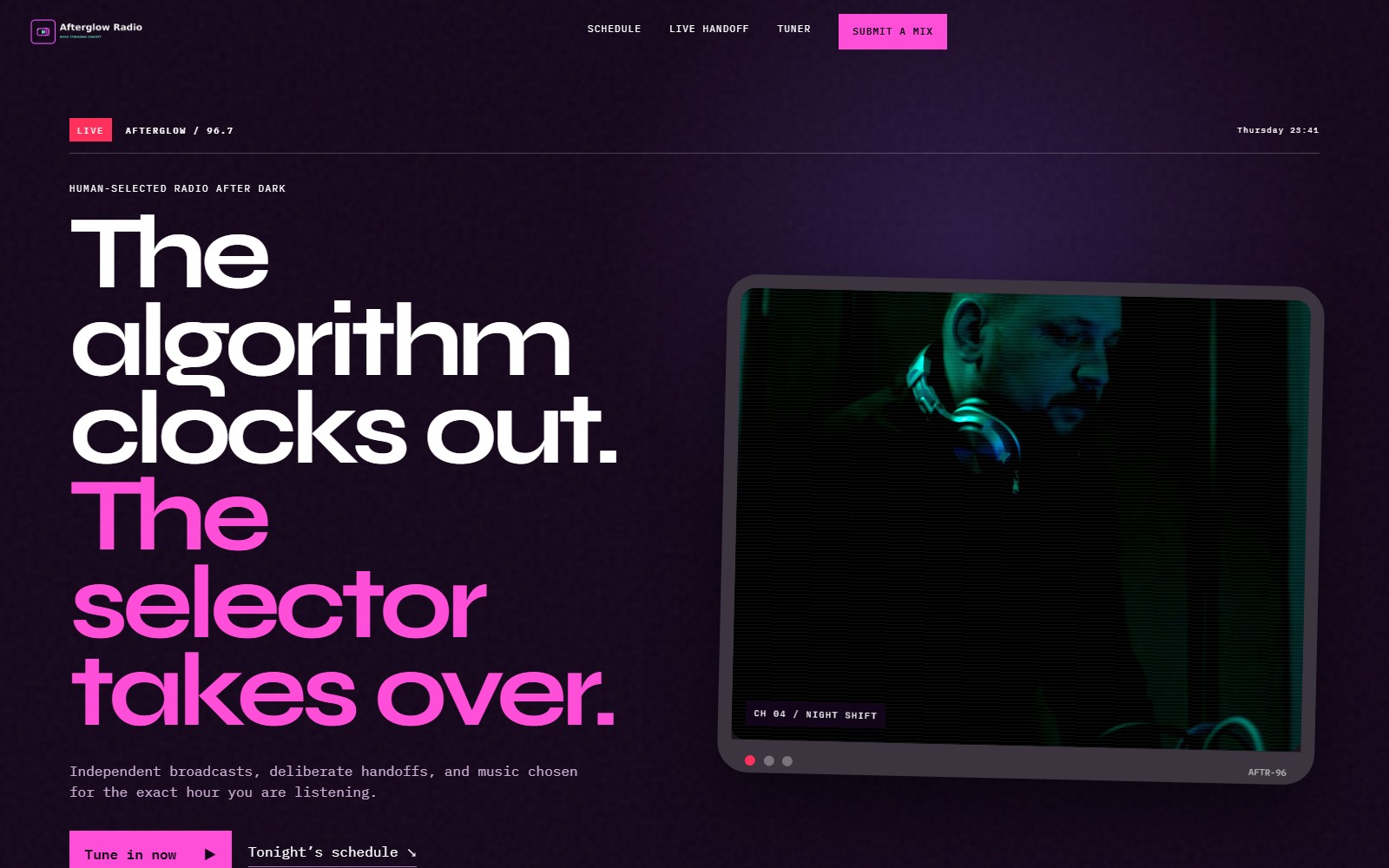 Afterglow Radio website preview