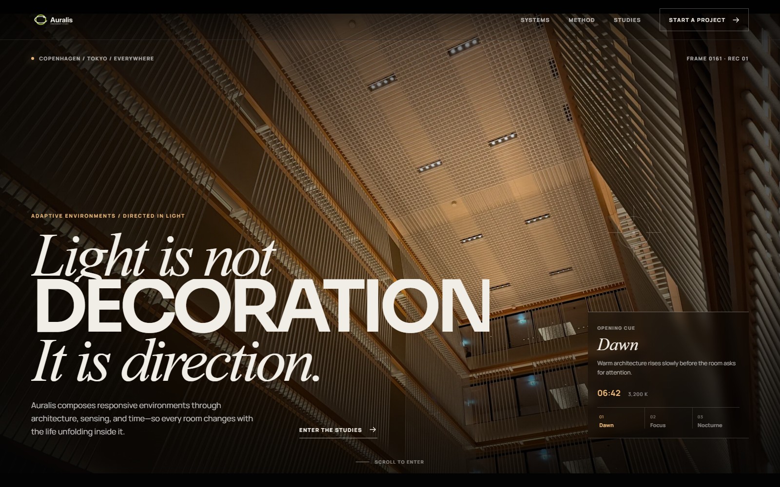 Auralis — Adaptive Lighting website preview