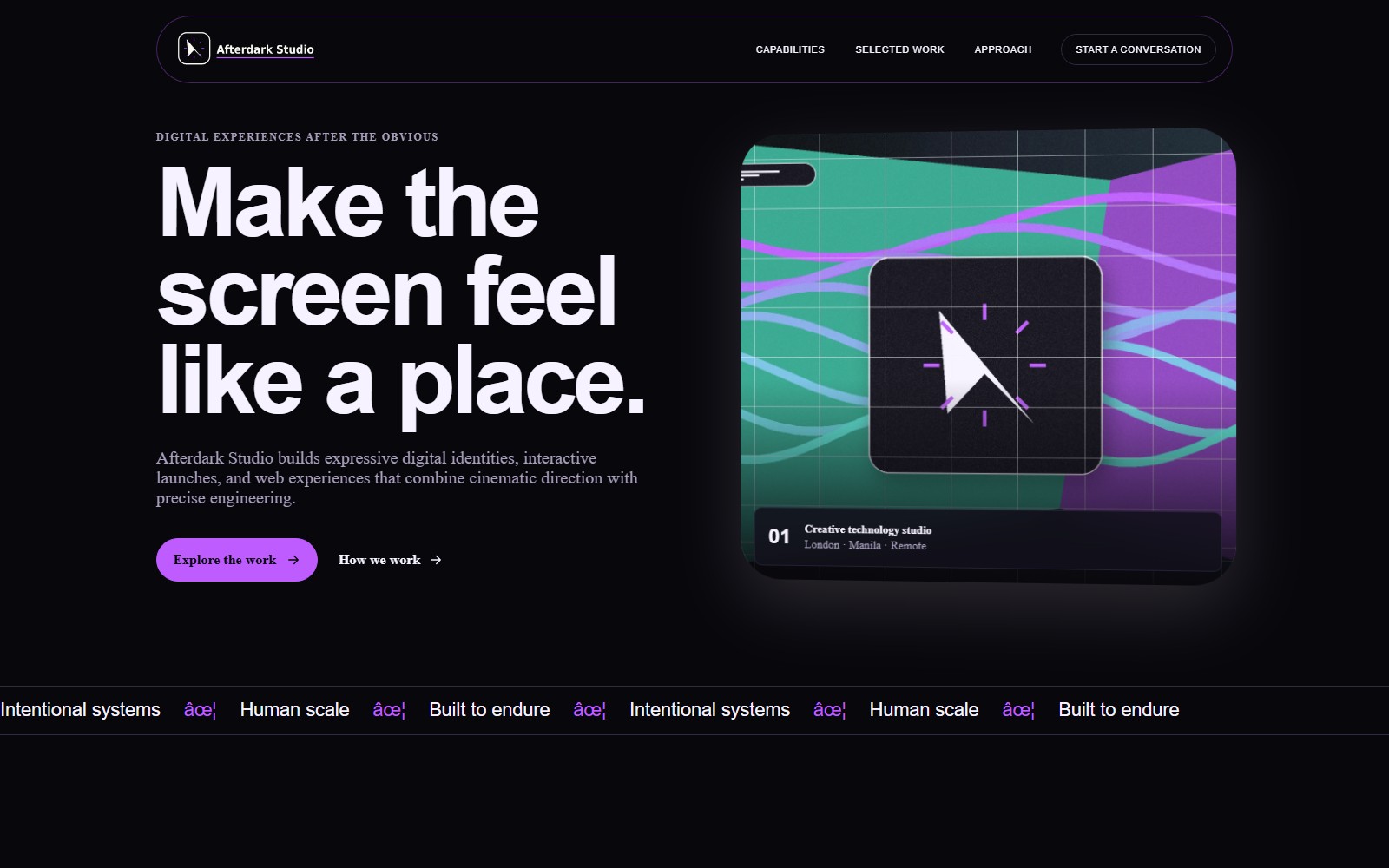 Afterdark Studio website preview