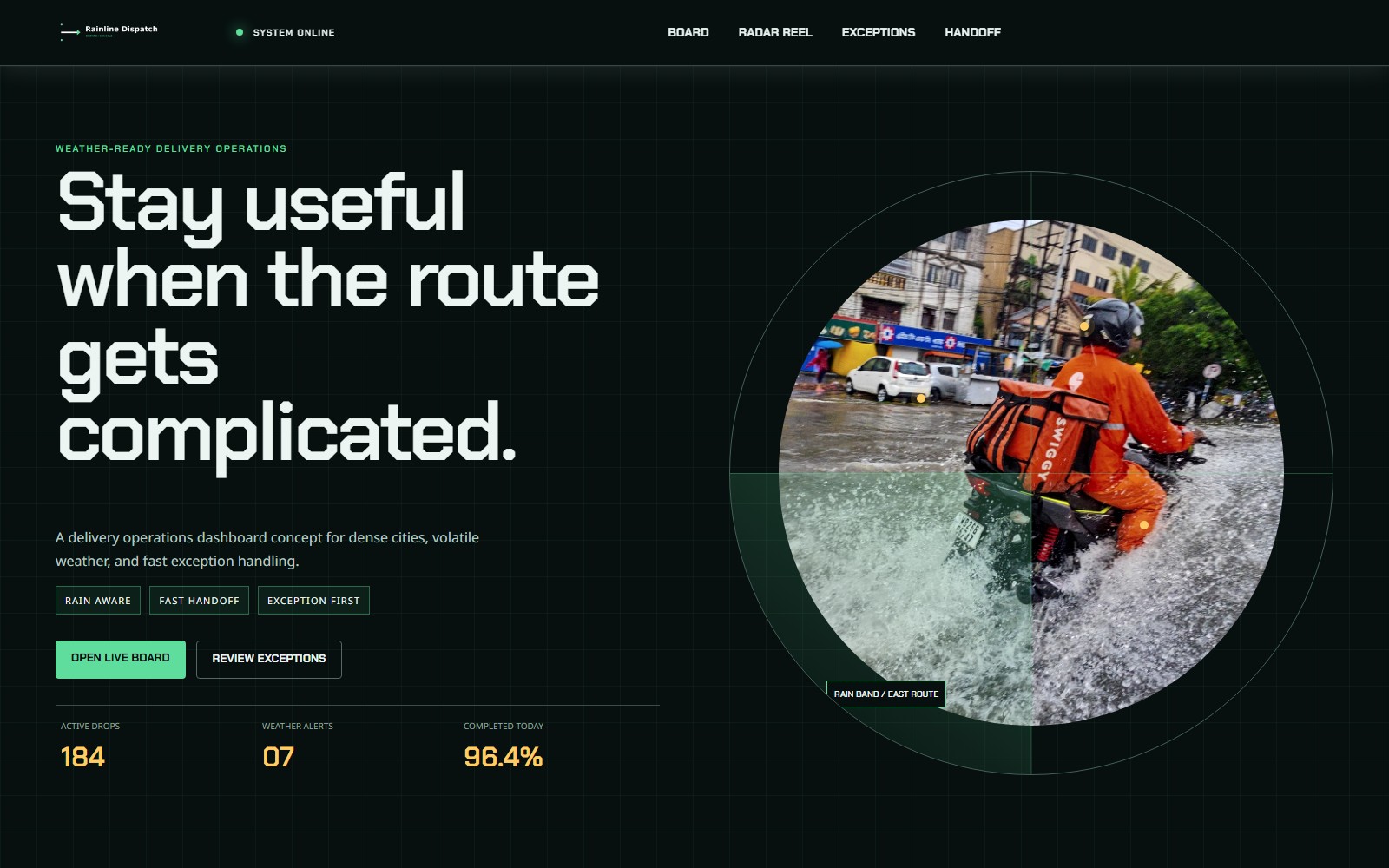 Rainline Dispatch website preview